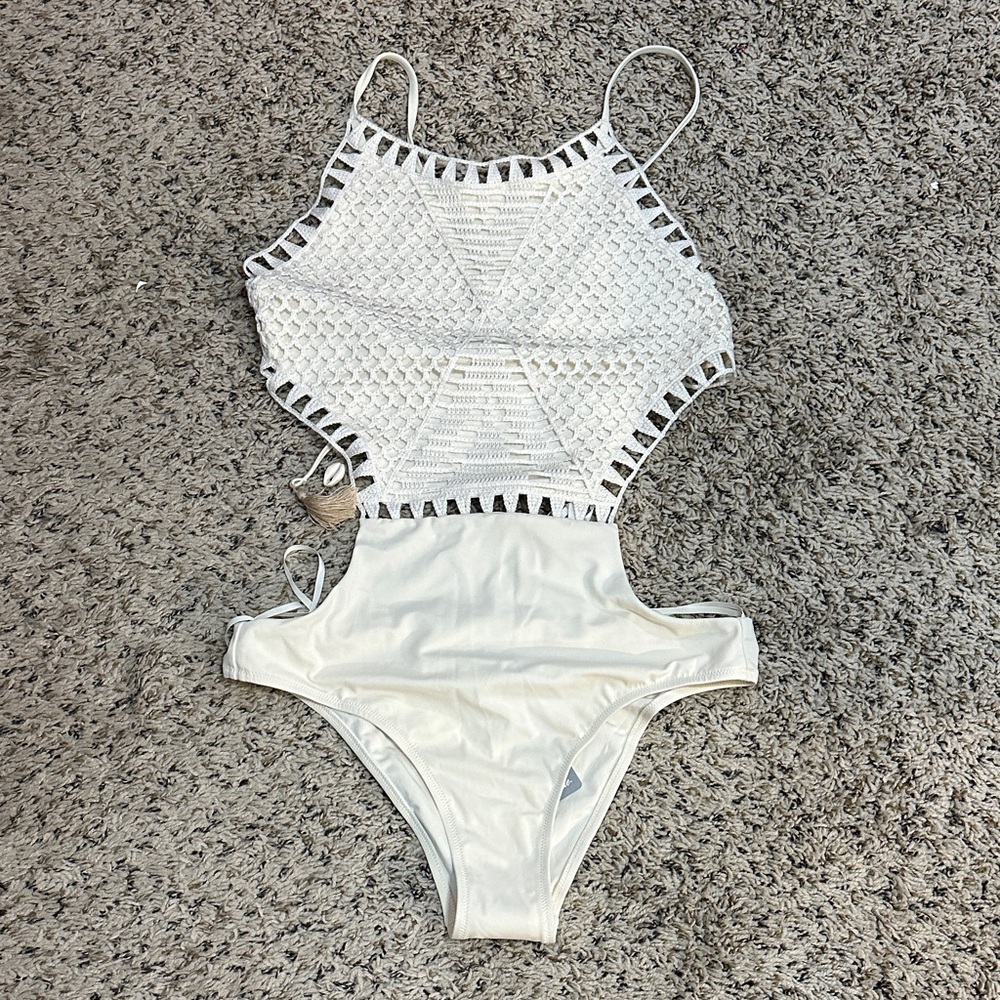 Aerie Cream Crochet Swimsuit